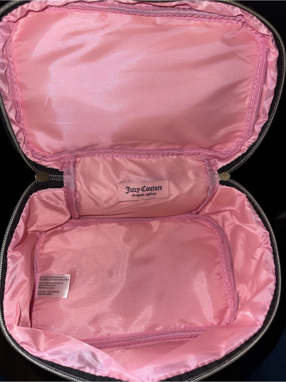 Juicy Couture Black Velvet and Pink Satin-Lined Cosmetic Case NWT - Picture 6 of 9
